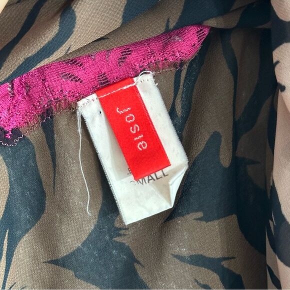 Josie Semi Sheer Slip Dress Tiger Pink Lace Lingerie Night Gown Size Small Mini - Picture 5 of 6